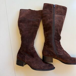Brown Suede Knee-High Boots